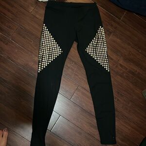 Black and Gold Leggings - TART - Super Soft Small Leggings LIKE NEW - Gold Studs